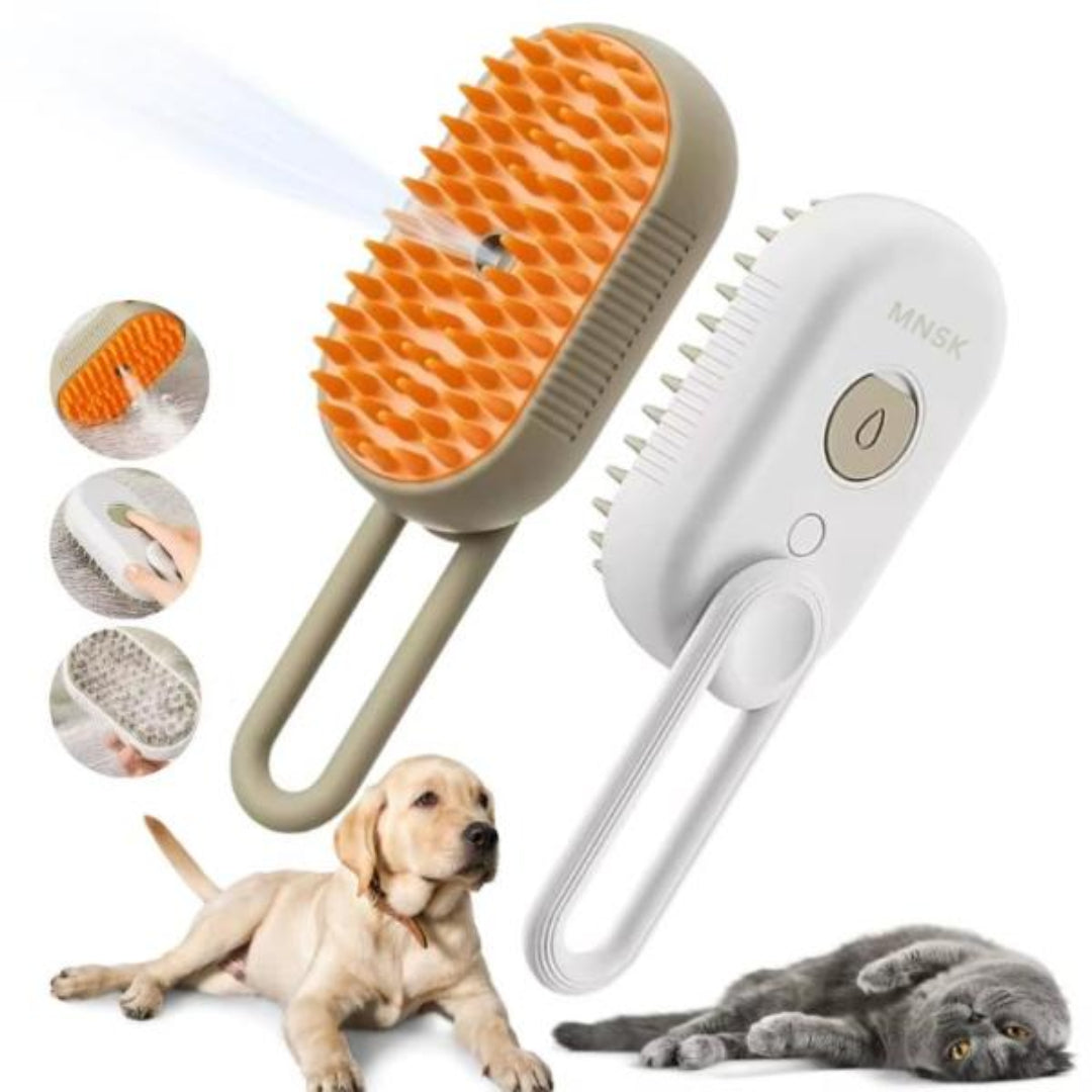 3-in-1 Electric Pet Hair Brush – Steam Spray Comb, Massage & Hair Removal Tool for Dogs and Cats