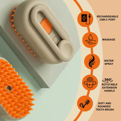 3-in-1 Electric Pet Hair Brush – Steam Spray Comb, Massage & Hair Removal Tool for Dogs and Cats